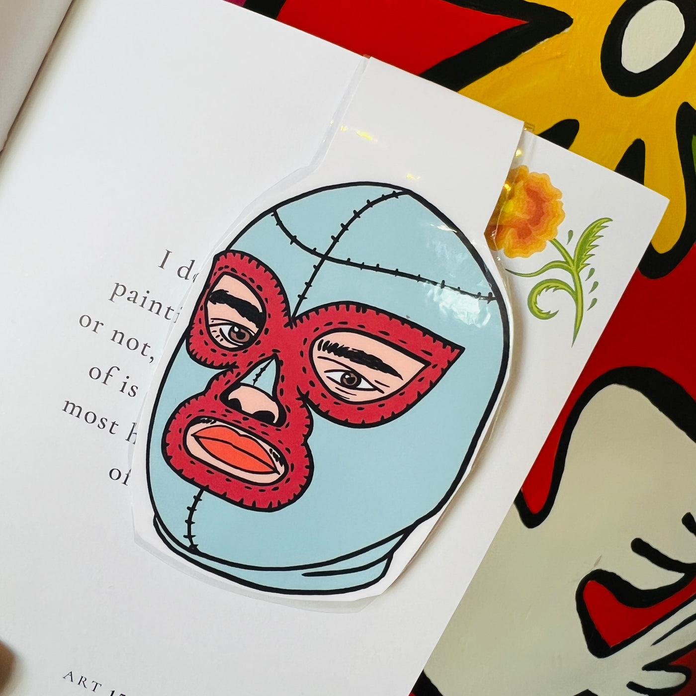 nacho libre magnetic bookmark on a page from a book