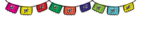 Artelexia logo in white letters underneath a colorful papel picado banner