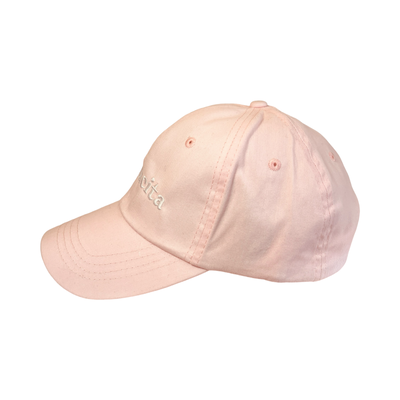 Side view of a light pink hat with the word Mamacita in Light Pink with the word Mamacita in white lettering