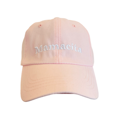 Front view of a light pink hat with the word Mamacita in Light Pink with the word Mamacita in white lettering