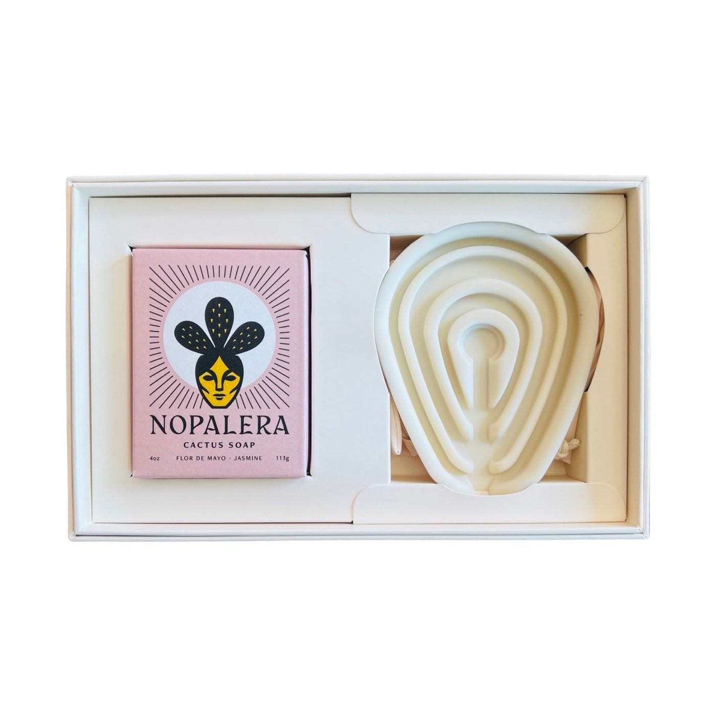 Nopalera soap and soap tray gift set in branded packaging