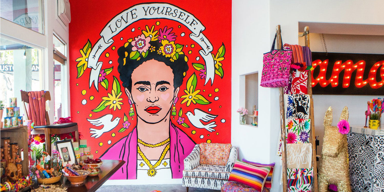 "Love Yourself" Frida Kahlo mural inside Artelexia