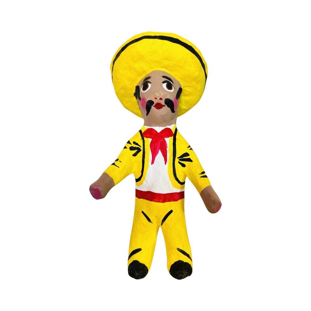 PAPER MACHE MARIACHI IN A YELLOW OUTFIT