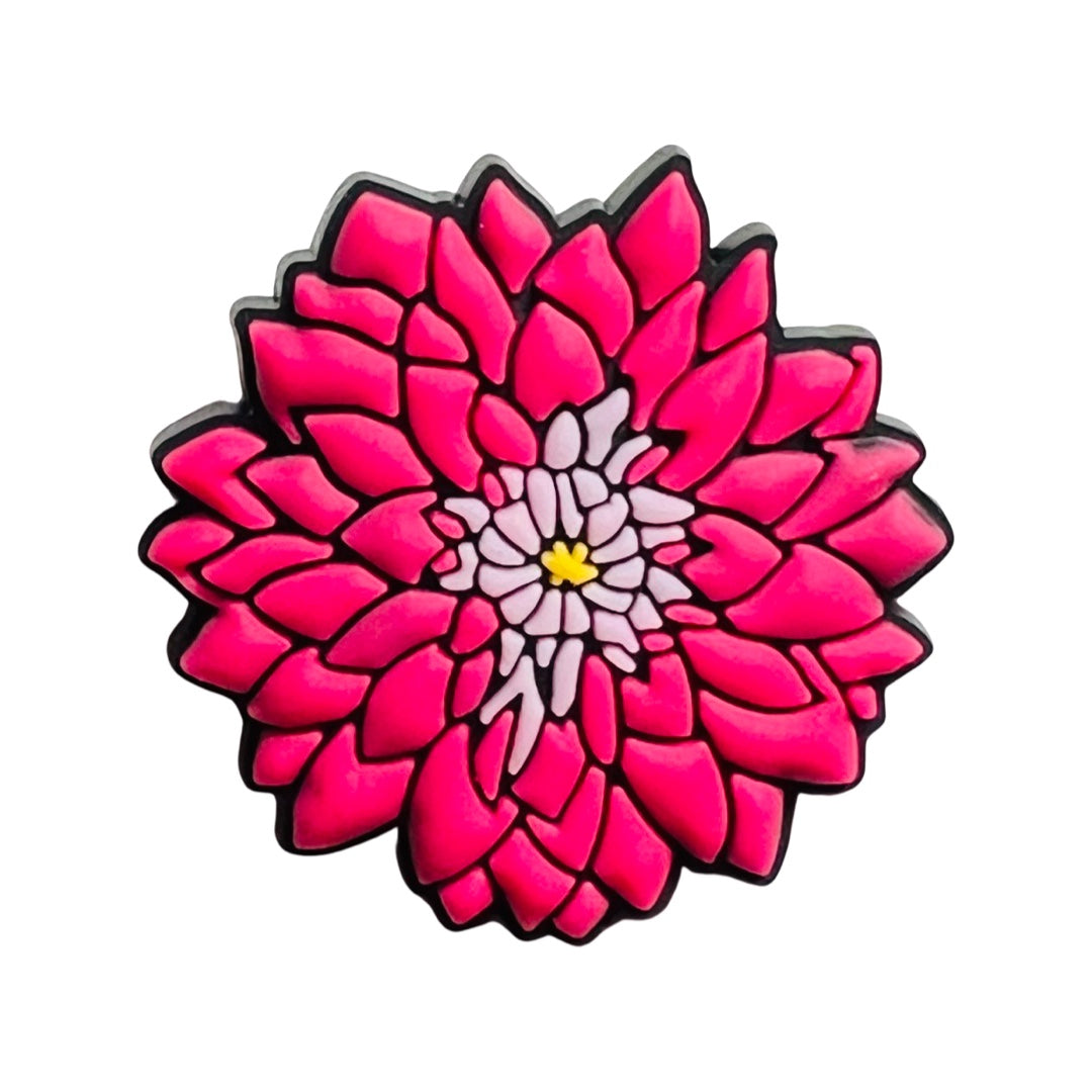 Pink dahlia flower croc charm
