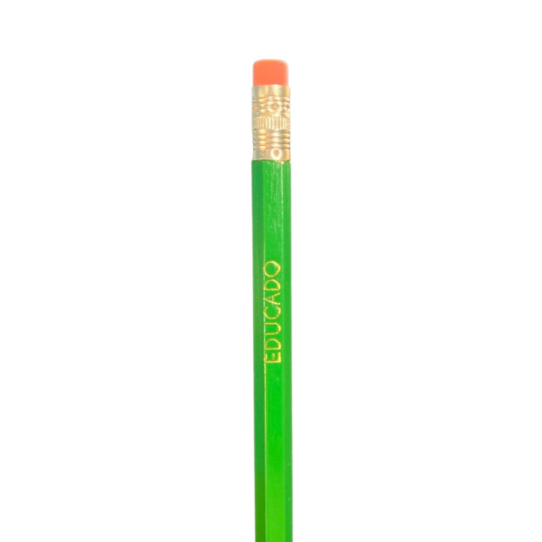 Bright green Educado phrase pencil.
