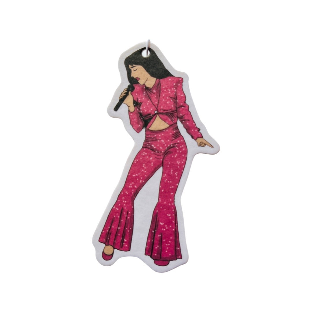 La Reina (Selena Quintanilla) air freshener, strawberry scented.