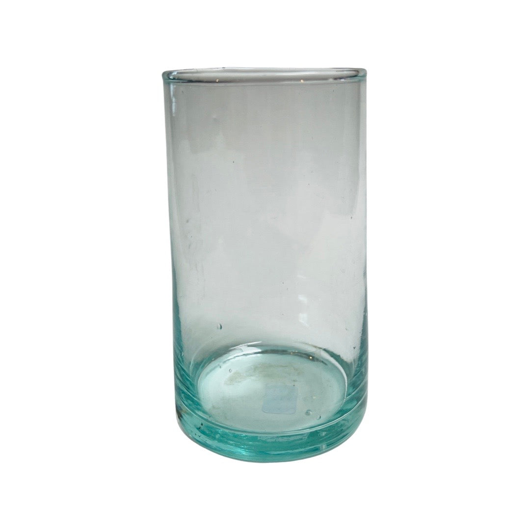 Large clear glass tumbler, handmade with recycled glass.