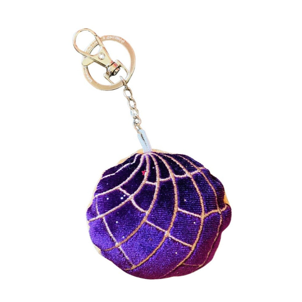 Plush purple and sparkle concha keychain