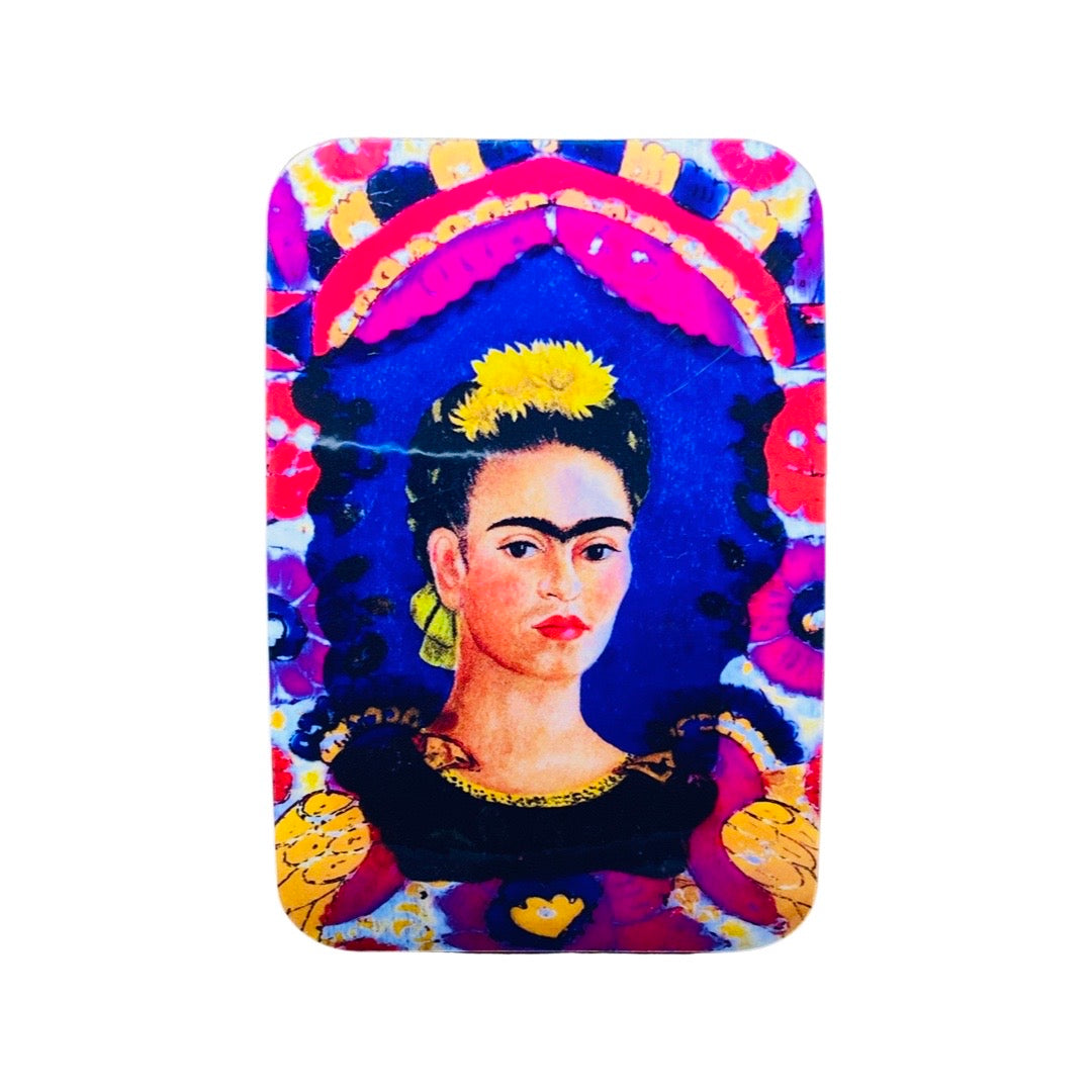 Pink floral Frida Kahlo self portrait sticker.