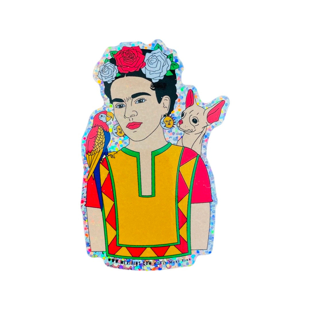 Frida Kahlo con animalitos (animals) sticker.