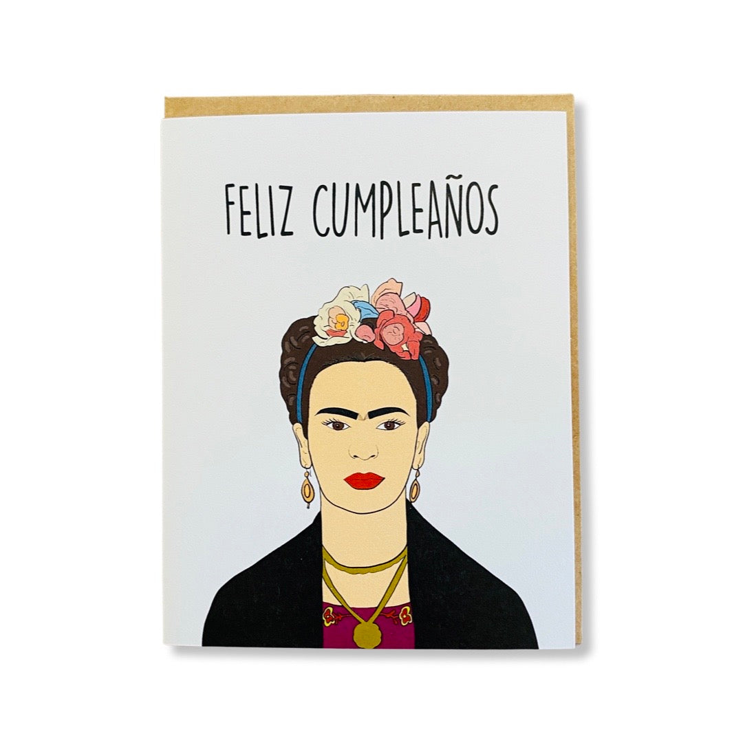 Feliz Cumpleanos birthday card featuring Frida Kahlo.