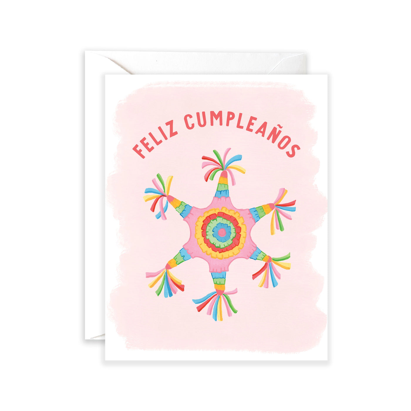 Feliz Cumpleaños Estrella Piñata birthday card. Design features colorful star shaped piñata. 