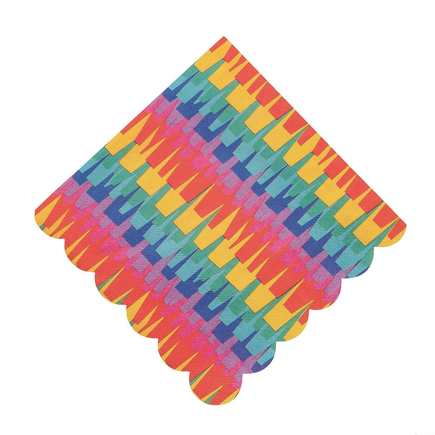Colorful scallop edged fiesta fringe paper square napkins. 