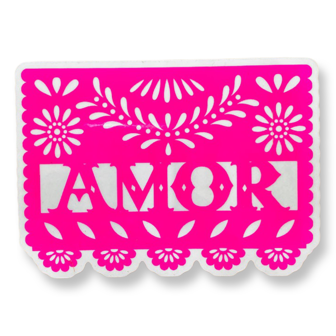 Amor pink papel picado sticker.