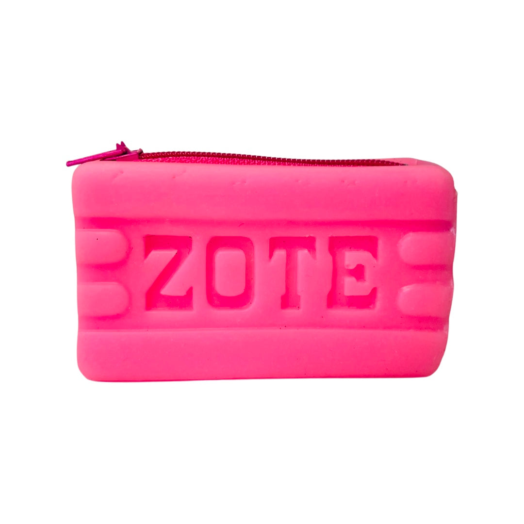 A realistic pink zote soap coin pouch