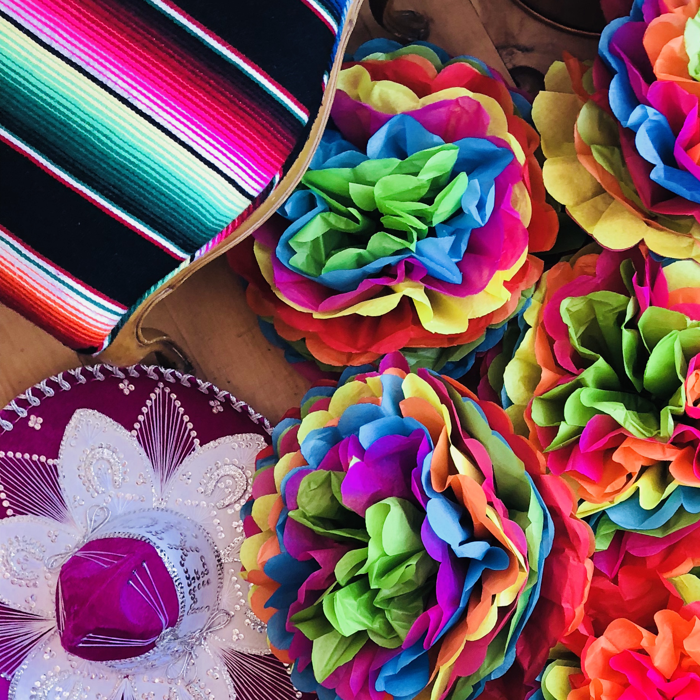 Photo of colorful tissue paper flower