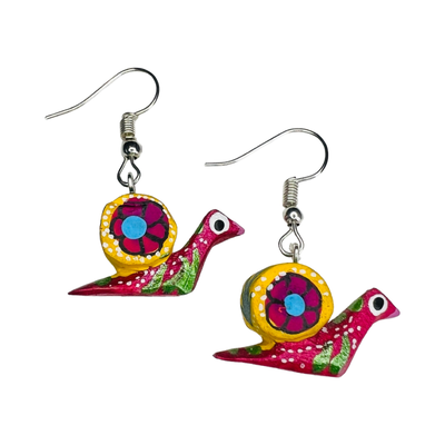 set of colorful snail alebrije earrings