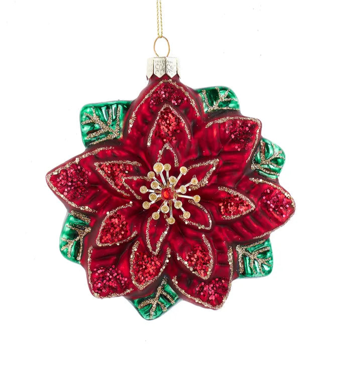 Red and green glass Poinsettia ornament