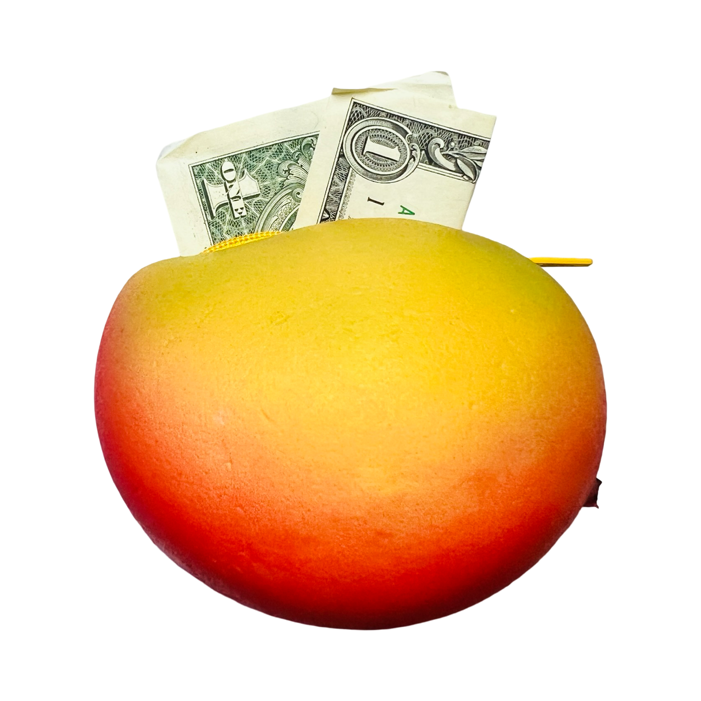 mango shaped rubber coin pouch with dollar