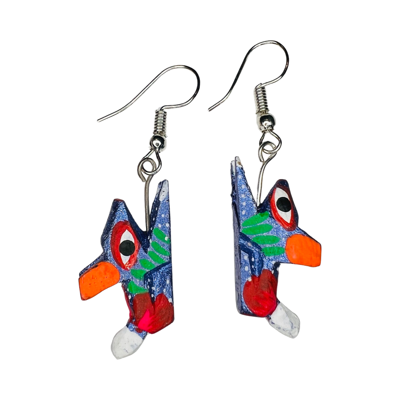 set of colorful squirrel alebrije earrings