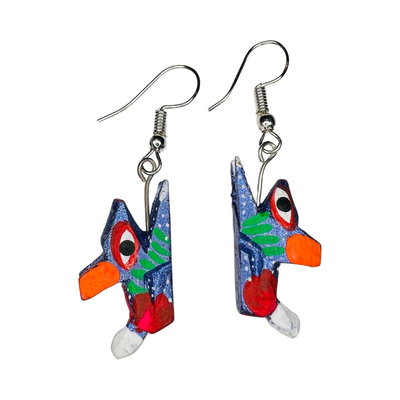 set of colorful squirrel alebrije earrings