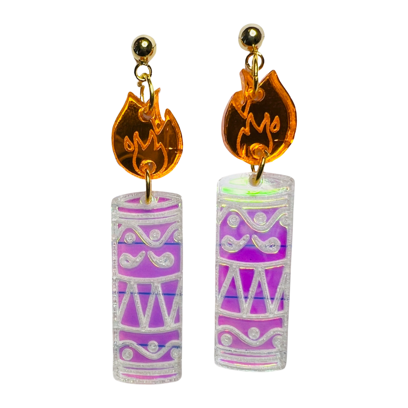 Iridescent Candle Earrings