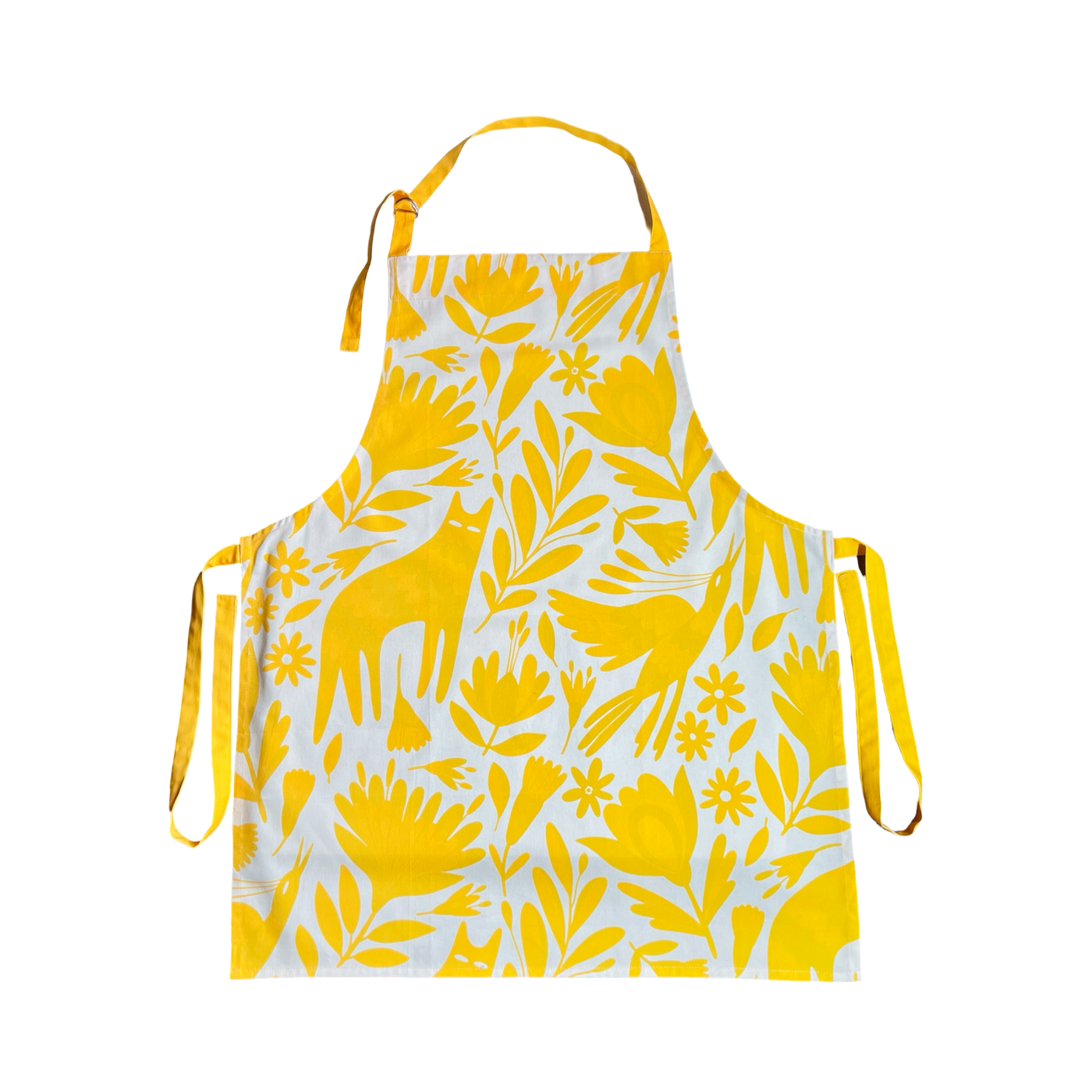 yellow otomi designed apron with yellow neck and waist ties