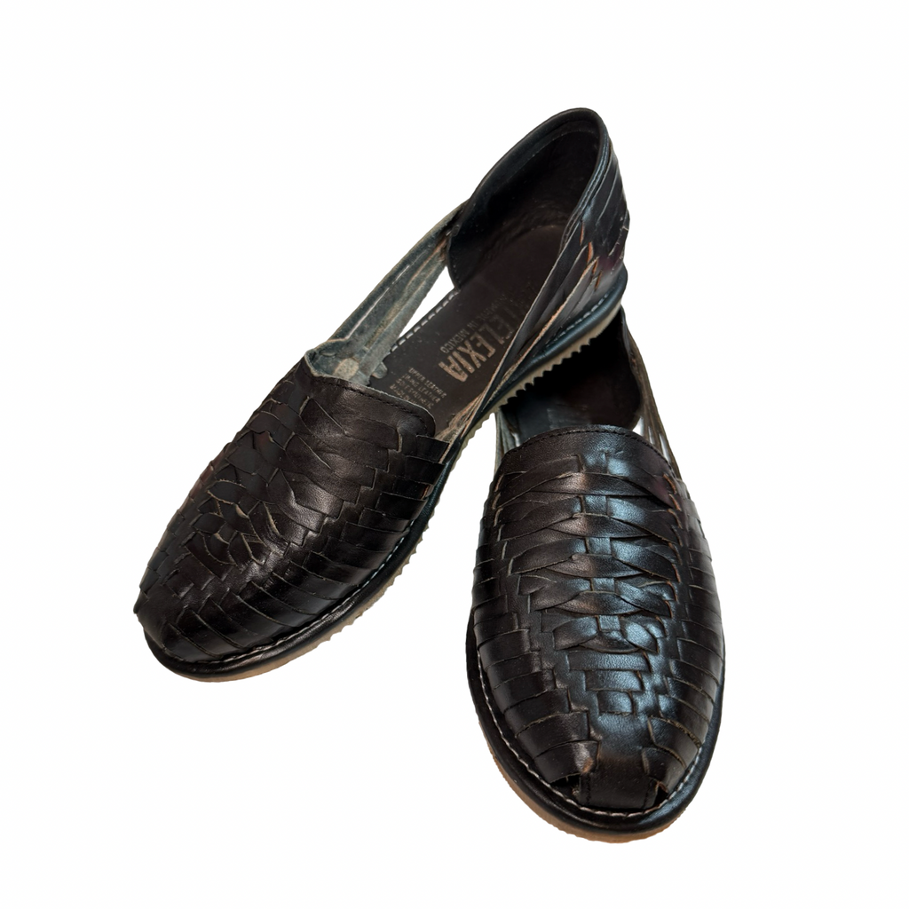 Unisex Handwoven Leather Huaraches From Mexico Brown And Black Size 11 Black Mexican Men Huaraches | CoLores Decor – CoLores DECOR main image 3