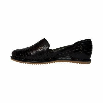 side view of a black Mexican huarache