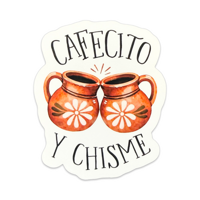 Cafecito y Chisme Tazas Matte Vinyl Sticker – Funny Latina Gift | Artelexia