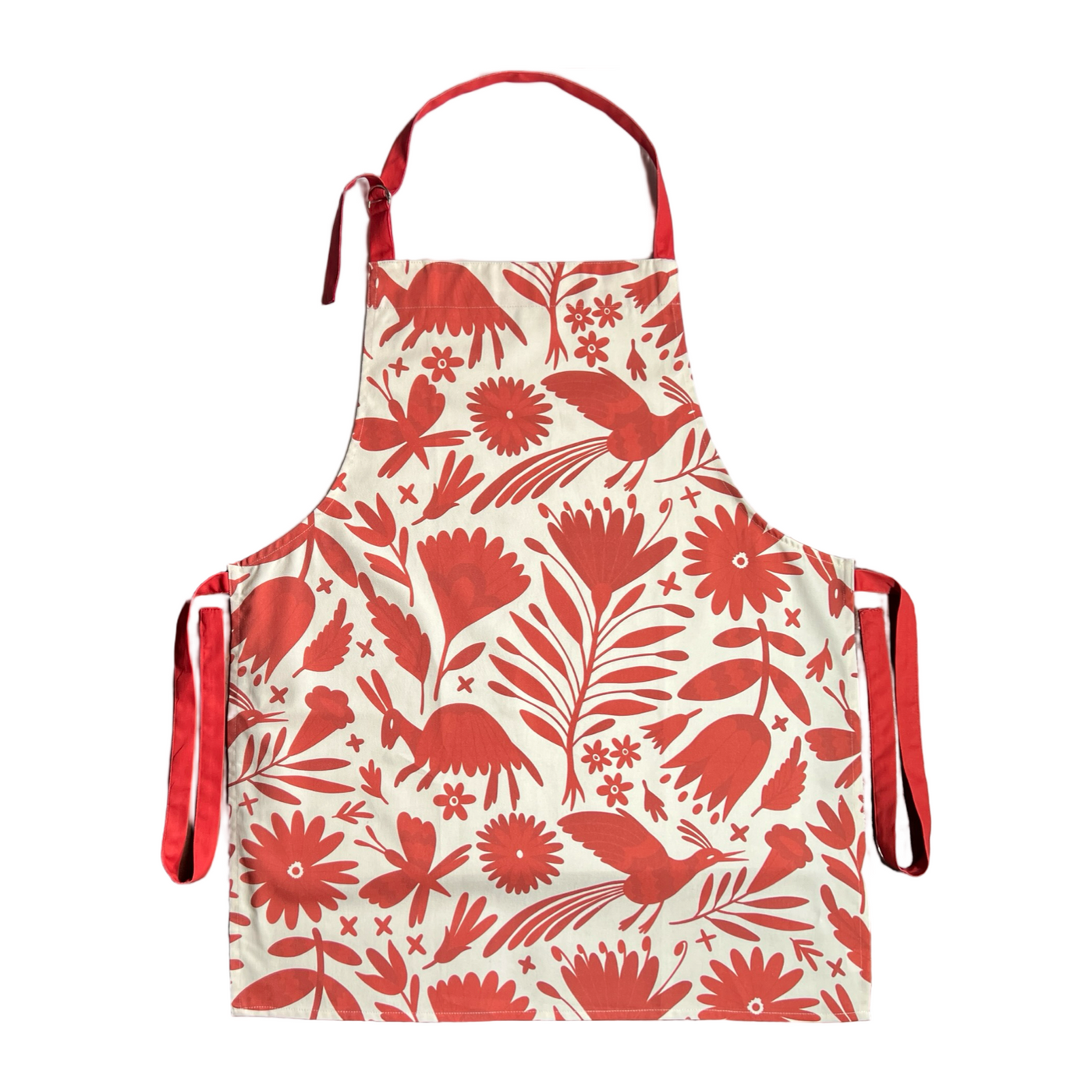 terracotta otomi designed apron with terracotta neck and waist ties