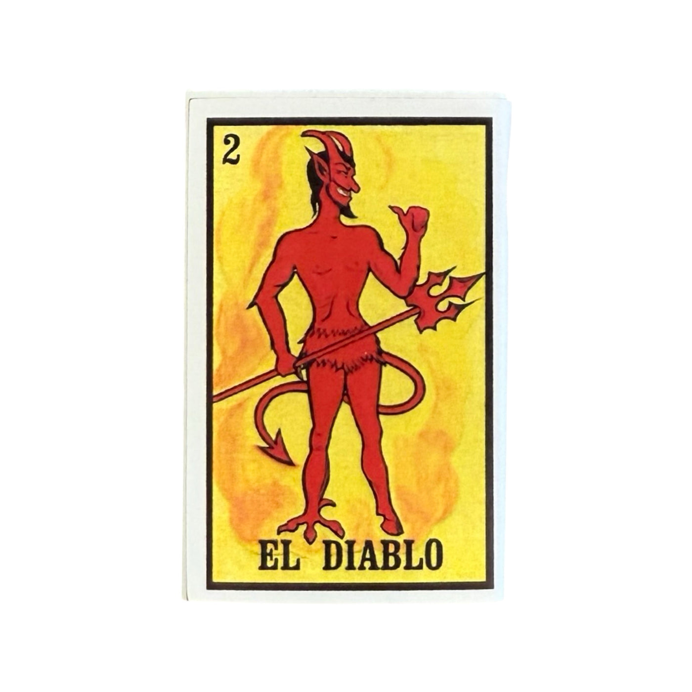 mini box of matches featuring the Mexican Loteria image of El Diablo.