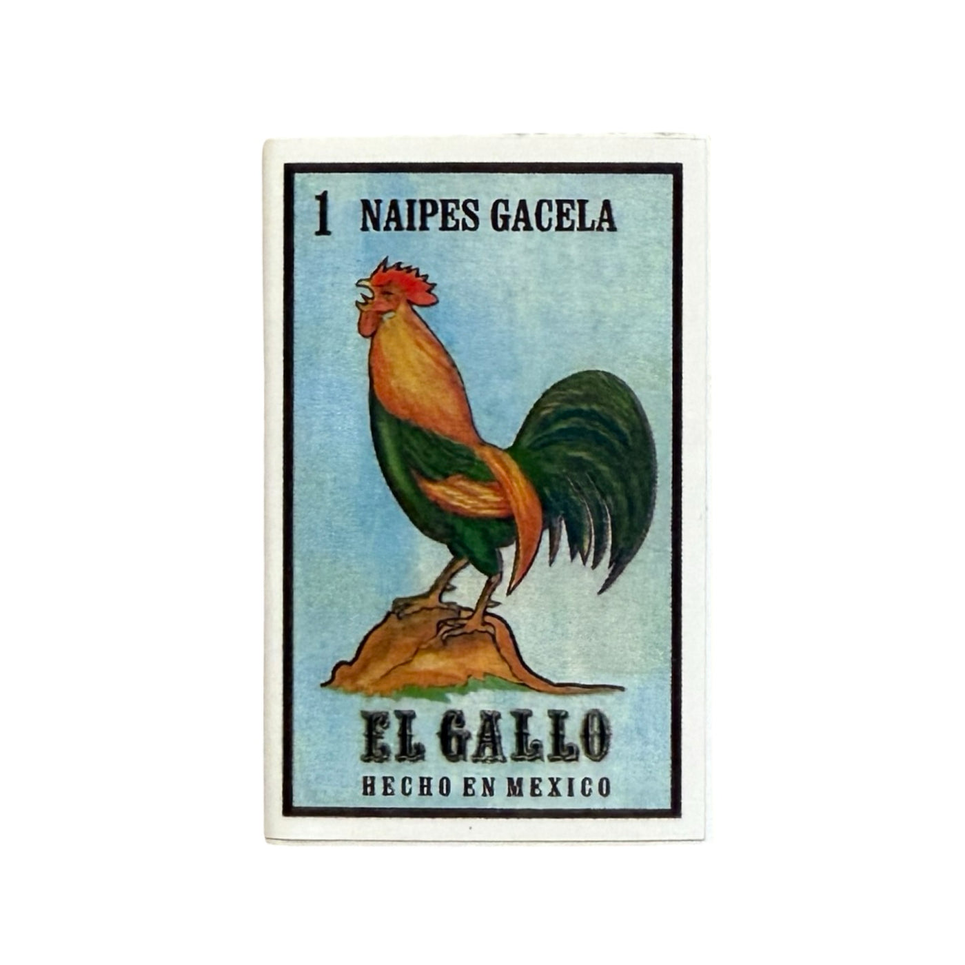 mini box of matches featuring the Mexican Loteria image of El Gallo.