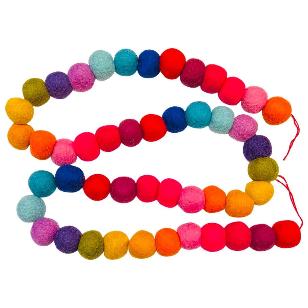 Colorful felt ball garland
