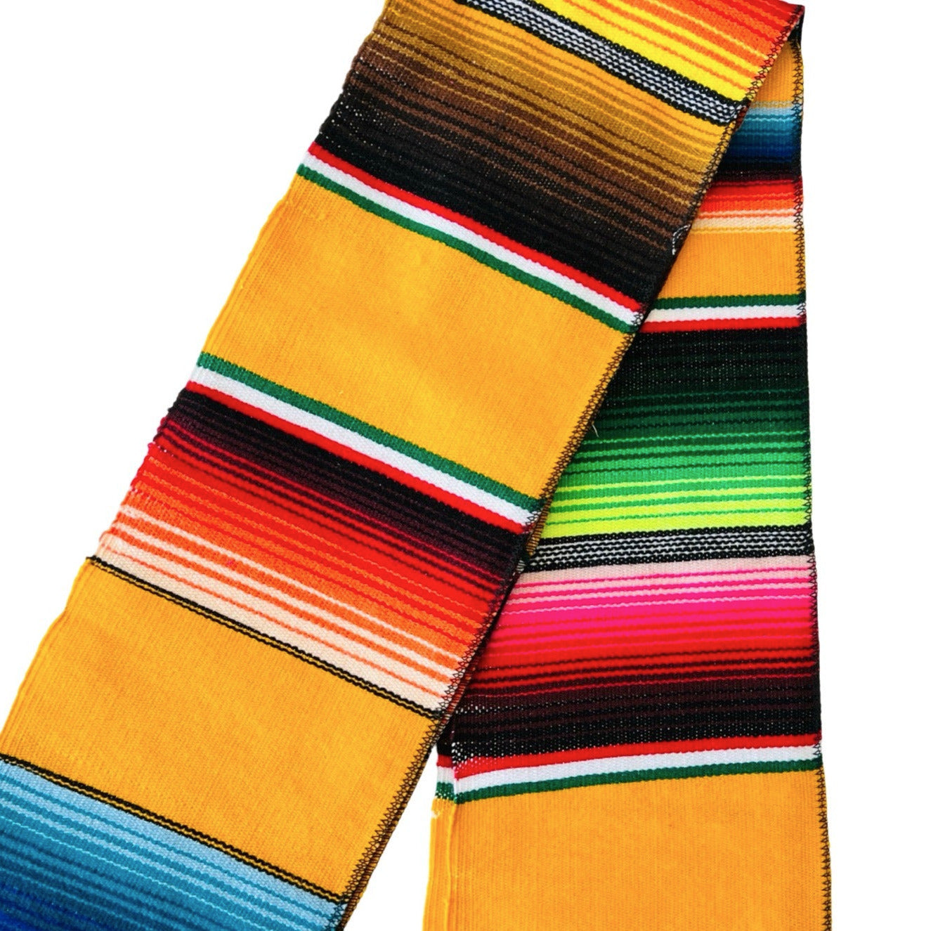 yellow serape striped stole folded in half.