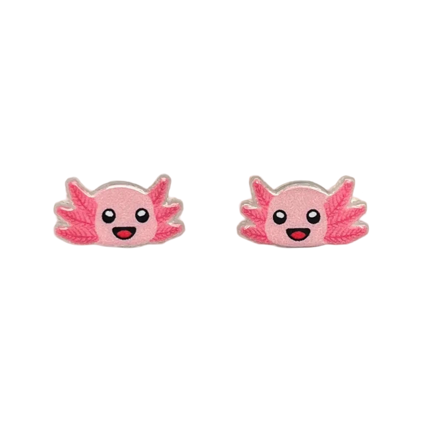 set of pink axolotl stud earrings