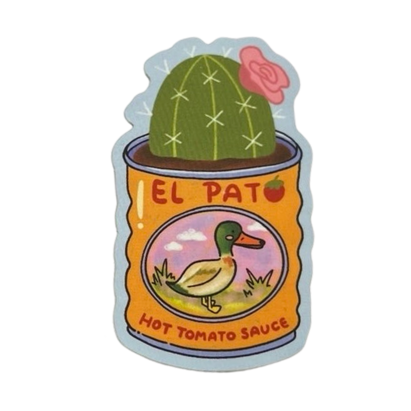 El Pato Can Cactus Sticker