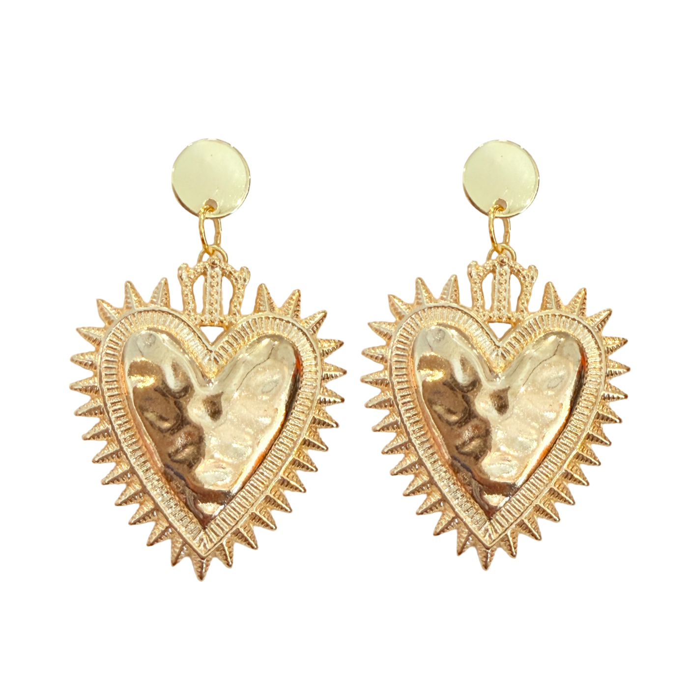 set of gold heart earrings