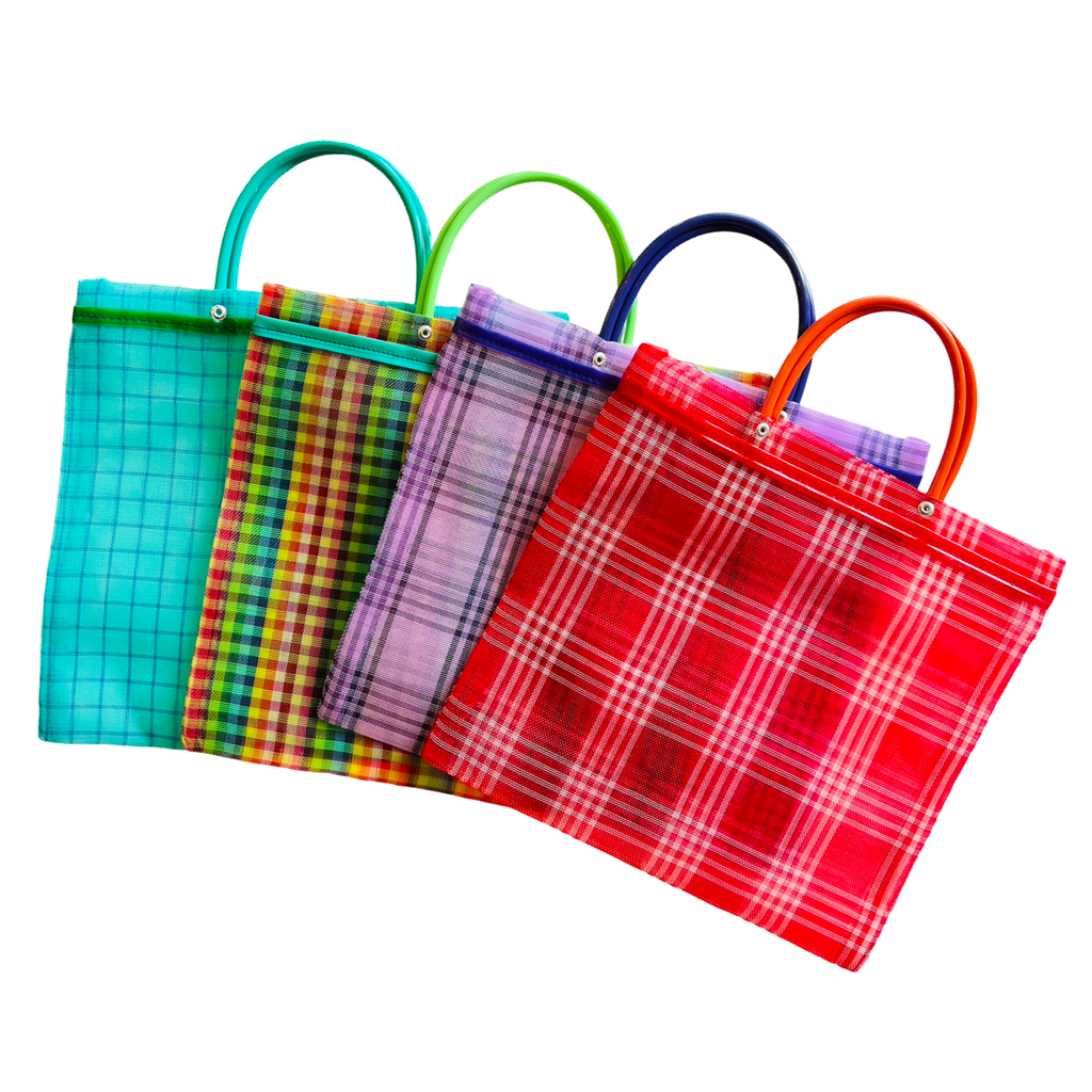 Plastic Beach Bag With Holes Rainbow, Striped Beach Bag/Tote