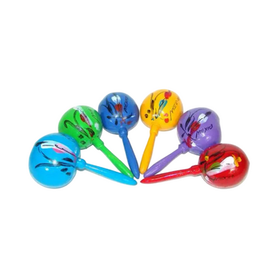 6 multi-colored maracas with hand-painted floral designs