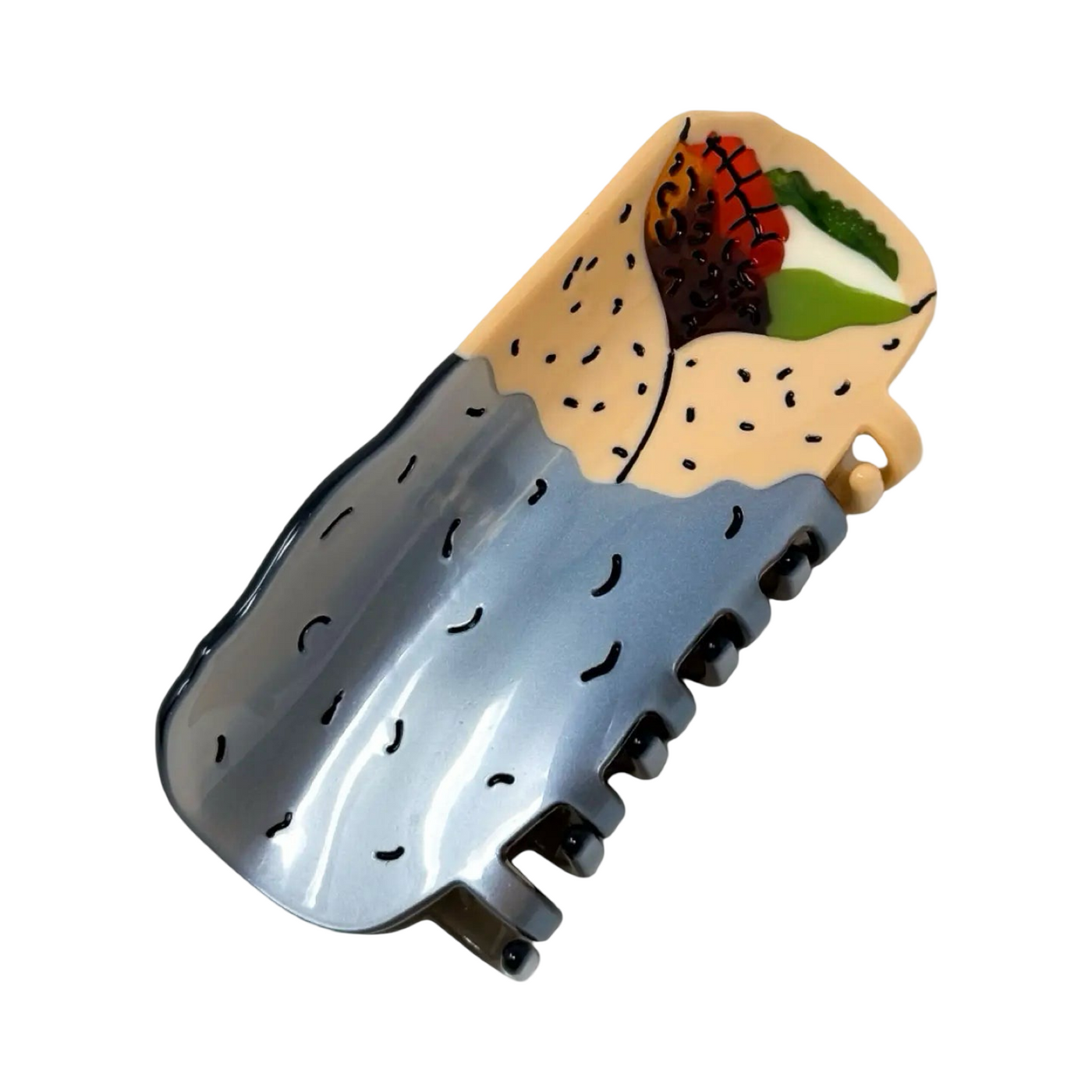 burrito wrapped in foil shaped hair clip