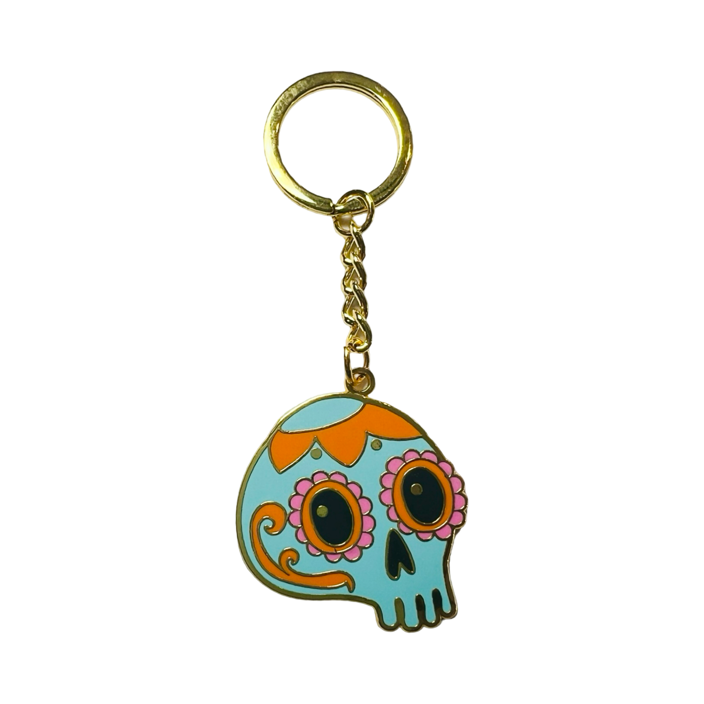 enamel pastel sugar skull keychain