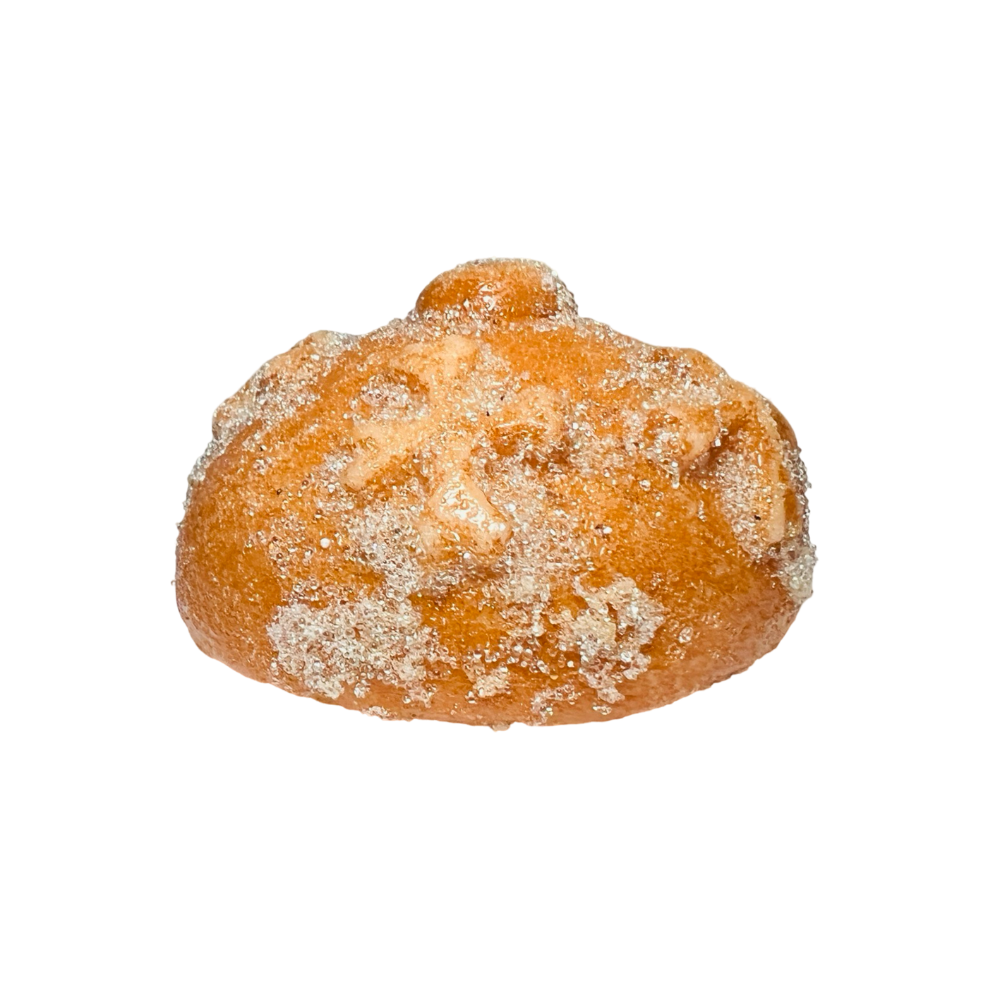 side view of a pan de muerto con pouch