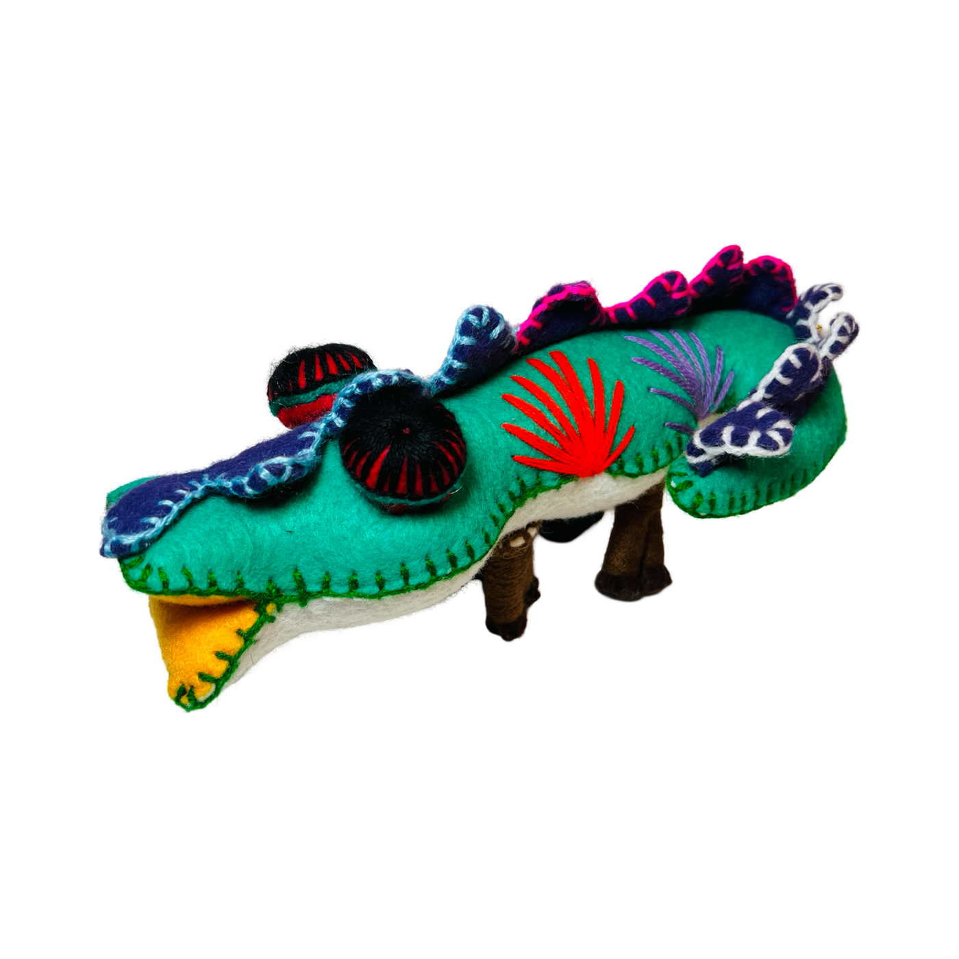 green Embroidered Felt aligator