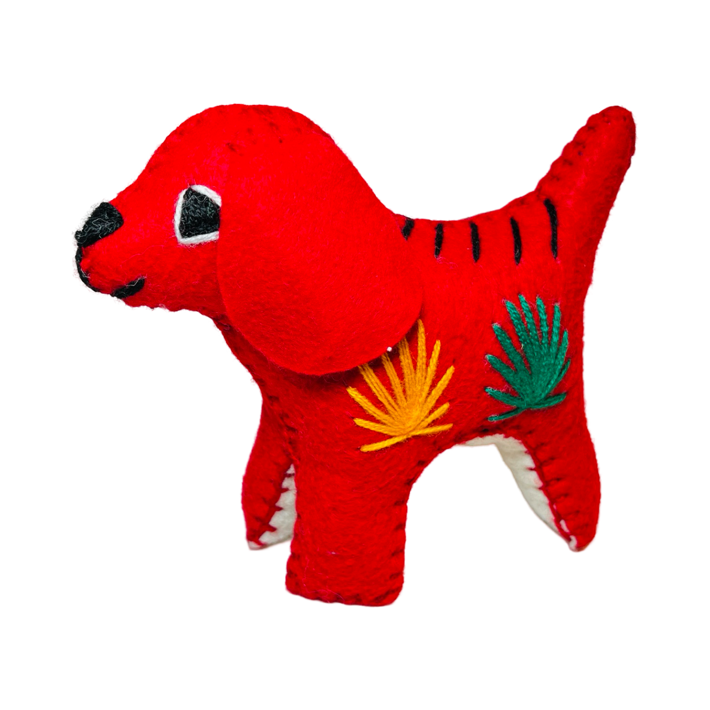 Red Embroidered Felt Dog