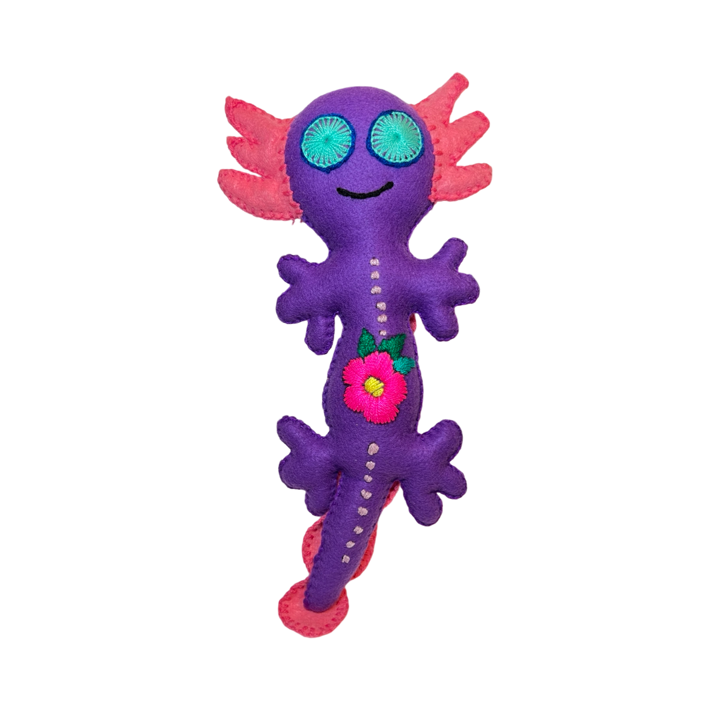 purple Embroidered Felt Axolotl