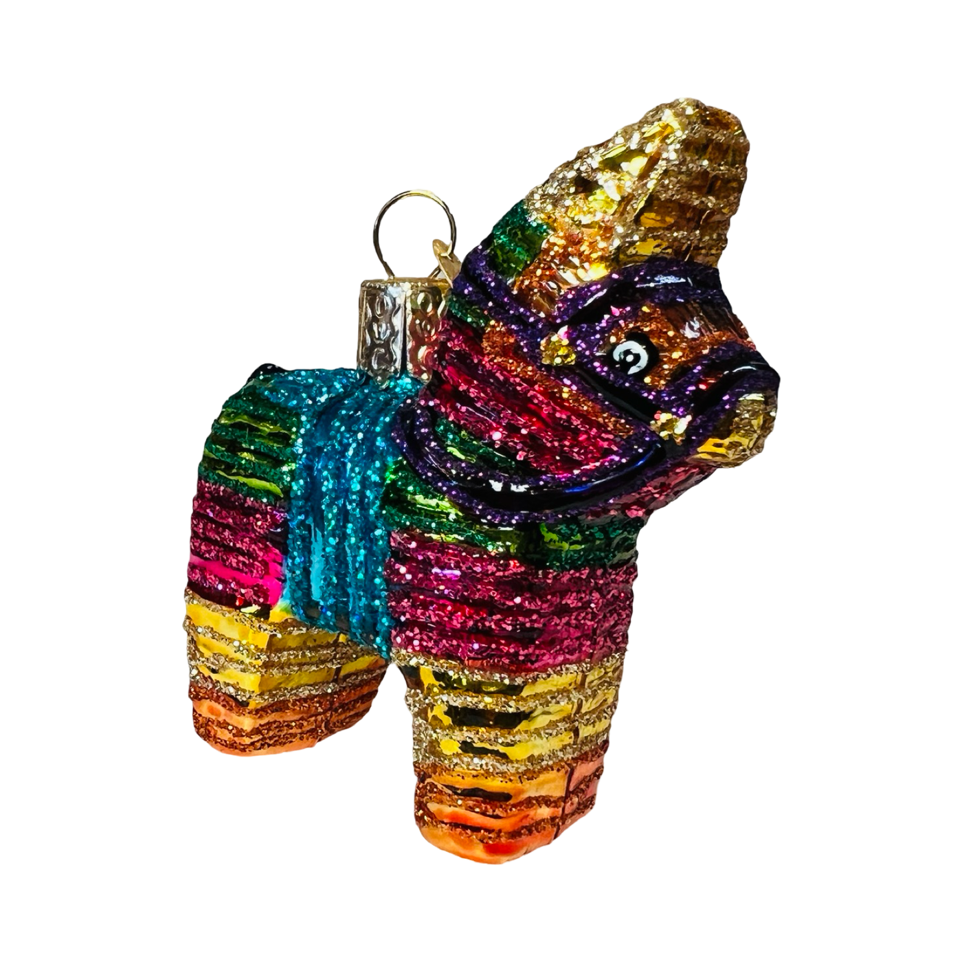 colorful hand painted with glitter pinata ornament