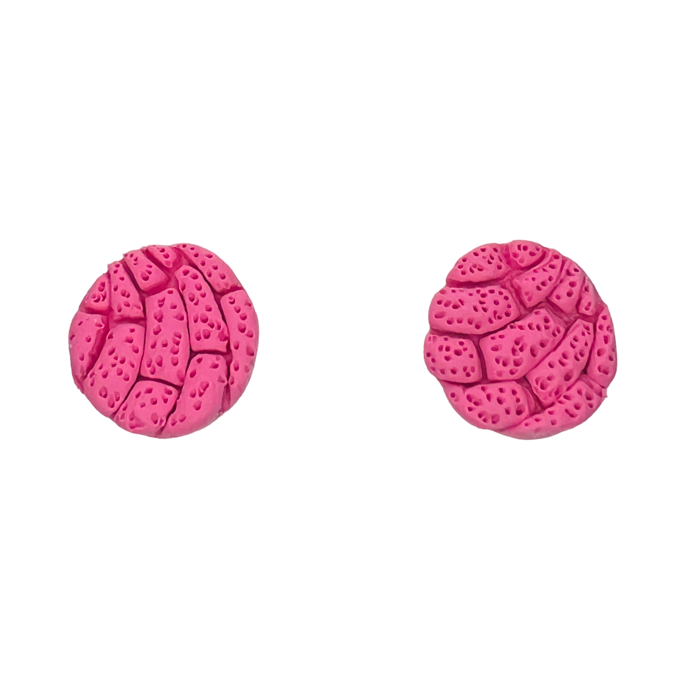 pair of pink clay concha earrings