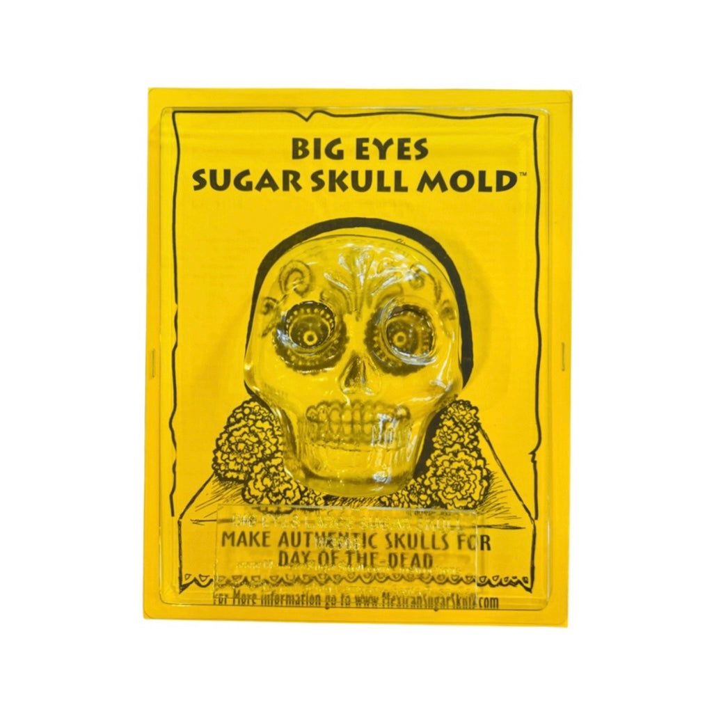 Large sugar skull plastic mold with yellow branded packaging