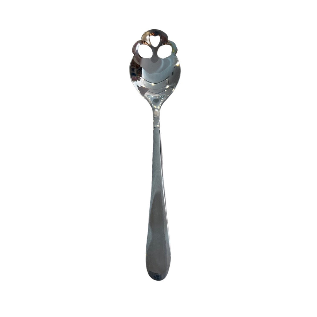stainless steel sugar spoon with a skull design